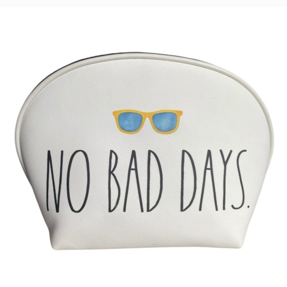 Rae Dunn White NO BAD DAYS & SUNGLASSES DESIGN COSMETIC BAG